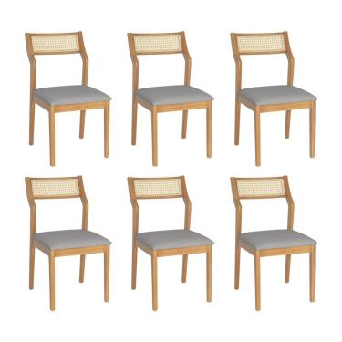 Imagem de Conjunto 3 Banquetas Lagum Jequitibá Terra Assento Linho Cinza Premium Palha Sextavada