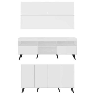 Imagem de Conjunto Sala De Estar Rack Painel 65 e Aparador Retrô - MULTIMOVEIS