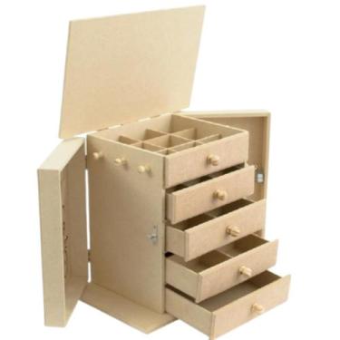Imagem de Porta Jóias Bijuterias Colar E Maquiagem madeira mdf flores - DZX Dist