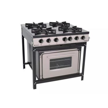 Imagem de Fogão Bravo Industrial Baixa Pressão 4 Bocas grafite com Forno Venâncio BR4BF