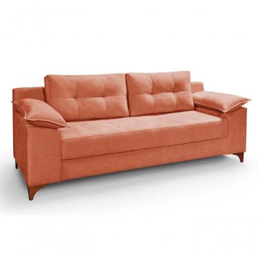 Imagem de Sofá Ibiza 3 Lugares 2,22m Casal Luxo Aveludado Premium Goiaba 207