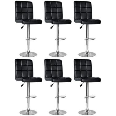 Imagem de Conjunto 6 Banquetas Dublin Material Ecológico Regulagem De Altura - Preta