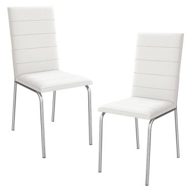 Imagem de Kit 2 Cadeiras Cromada Sala Jantar 2C091CR Corino Kappesberg Branco