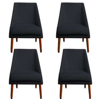 Imagem de Kit 04 Cadeiras Para Sala De Jantar Ana Pés Palito Veludo Grafite D'classe Decor