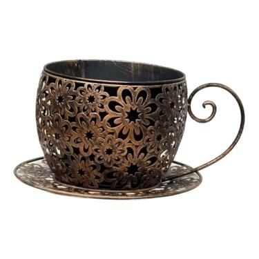 Imagem de Bothyi Vaso de jardim em ferro, vaso de flores colecionável, ornamento para sala de estar, de flores para presente, para quintal, armário, gramado, Bronze