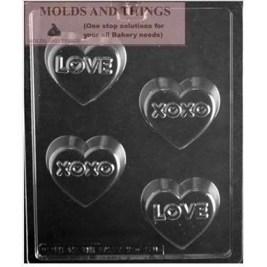 Imagem de Molde de doces de anel de noiva e noivo – Molde de chocolate de plástico reutilizável com designs de amor, XO e coração para casamentos, chás de panela, festas de noivado e guloseimas de Dia dos