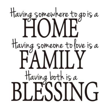 Imagem de JEPART Having Somewhere to Go is a Home Having Someone to Love is a Family Blessing Decalques de parede, citações, provérbios, palavras, adesivos, decoração de casa, adesivos de arte de parede (57 cm