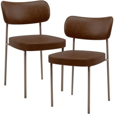 Imagem de Kit 02 Cadeiras Para Sala De Jantar Melina Base Arena L02 Couríssimo Marrom - Lyam Decor