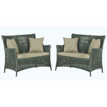 Imagem de 2 Sofás área Externa Igapó Alumínio Preta Corda Náutica E7 Verde