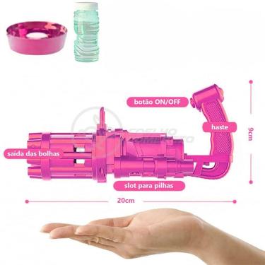 Imagem de Máquina Elétrica Lança Bolhas Sabão Infantil Rosa