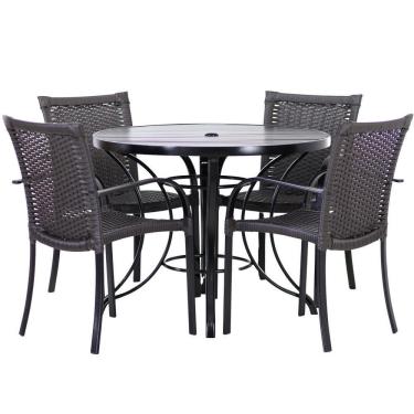 Imagem de 4 Cadeiras E Mesa Tampo 1,00m Alumínio Varanda Piscina Tabaco