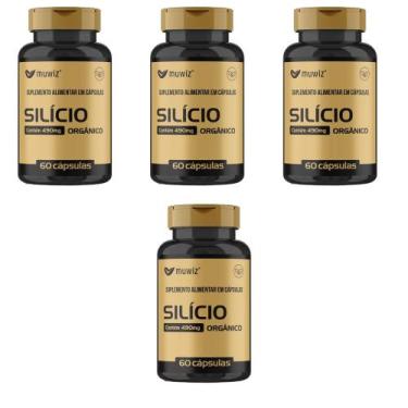 Imagem de Kit 4x Silício Orgânico 490mg 4x60 Cáps Muwiz, Sem sabor