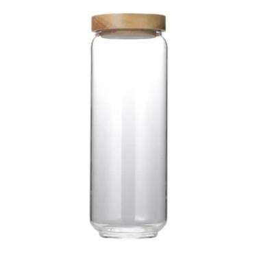Imagem de Pote de Vidro com Tampa de Madeira Organizador e Armazenamento para Alimentos, Condimentos e Especiarias (1,3 Litros)