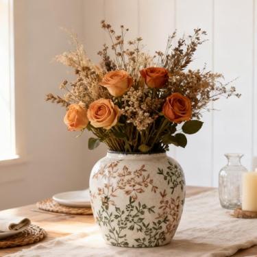 Imagem de Vasos azuis e brancos, vasos de cerâmica para decoração de casa, vaso de flores de fazenda, vaso azul para decoração de sala de estar, vaso vintage para decoração de mesa de console, manto chinês