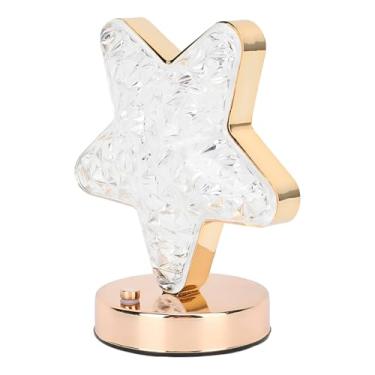 Imagem de Luminária LED Decorativa em Forma de Estrela, Base Rose Gold, 17,5cm Altura, 3 Modos de Iluminação, Touch, Plástico, Luz Branca Fria e Quente