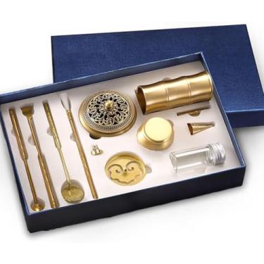 Imagem de Kit De Fabricação De Incenso Em Latão - Pack-12 Diy Torre De Refluxo E Moldes Para Cone De Incenso Com Colher, Prensa