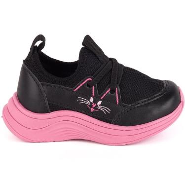 Imagem de Tênis Infantil Menina Calce Fácil Bordado Gatinho T004-Feminino