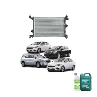 Imagem de Kit Radiador GM Cobalt/Spin/Prisma/Onix 17 Com Aditivo Verde Diesel e Água Desmineralizada 5L