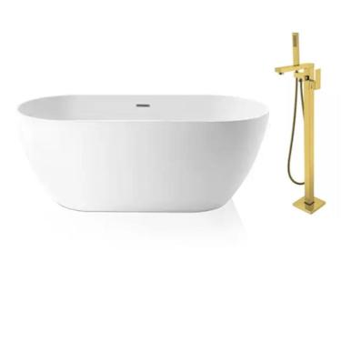 Imagem de Kit Banheira Imersao Freestanding Luxo 1.50m c/ Mist Dourado