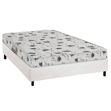 Imagem de Conjunto Box Casal: Colchão Espuma Herval D23 Sonum Liso + Base Crc Corano White (138x188)