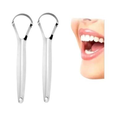 Imagem de Raspador De Língua Em Aço Inoxidável Removedor De Halitose Ferramenta 