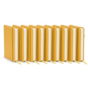 Imagem de Caderno de Anotações A6, Capa Dura em Material Sintético, 14x9cm, 80 Folhas Pautadas, com Elástico e Suporte para Caneta, Cores Variadas (10, Amarelo)