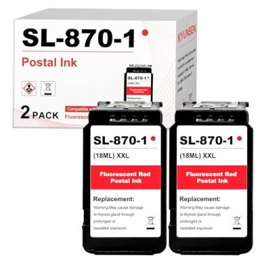 Imagem de KYUNSEN Cartucho de tinta vermelha fluorescente de alta capacidade SL-870-1 XXL compatível com SL870-1 Substituição para as máquinas postais de correio PB N e w SendPro (CSD1) 2 pacotes (18 ml*2)