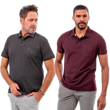 Imagem de Kit 2 Camisas Polo John Pull Masculina Bolso Algodão Casual-Masculino