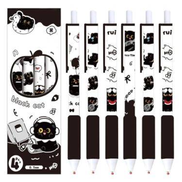 Imagem de YHSMFCL 12 canetas de gel kawaii, fofas, gatos, 0,5 mm, tinta preta, novidade, desenho animado, animal, papelaria japonesa, para amantes de gatos, mulheres, meninas, meninos, material de escritório