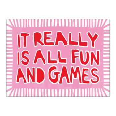Imagem de WLZWD Pink Fun Ironic Quote Wall Art It Really Is All Fun and Games Poster Coquette Fashion Preppy Aesthetic Canvas Prints for Playroom Apartment Wall Decor 30 x 40 cm sem moldura