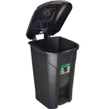Imagem de Lixeira plástica 120 litros com roda pedal e tampa click - Arqplast