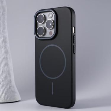 Imagem de HTVJFX Capa de PC rígida de luxo à prova de choque, fosca, fina e magnética para iPhone 16 Pro Max (preta para iPhone 16 Pro Max/G)