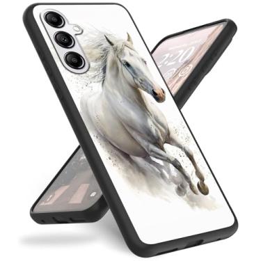 Imagem de Capa para celular Samsung Galaxy A16 5G, para Galaxy A16 5G, fina, antiarranhões, à prova de choque, durável, preta, capa protetora de silicone para Samsung A16 5G, cavalo animal legal branco
