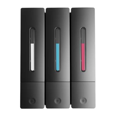 Imagem de Dispensador de xampu e condicionador montado na parede, dispensador de sabão de chuveiro de 3 câmaras, instalação sem broca, capacidade de 1200 ml, recarregável para banheiro, casa e hotel