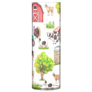 Imagem de JUZIHAI Vaso de flores com estampa de celeiro de fazenda 9,9 cm x 30 cm de cilindro de plástico moderno para decoração de casa de centro de mesa de casamento