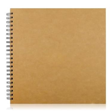 Imagem de Álbum de fotos de página em branco Kraft com capa dura da UPlama, livro de convidados, álbum de fotos, álbum, capa de papelão espiral quadrada, 50 folhas, 12 x 12 polegadas, 200 GSM