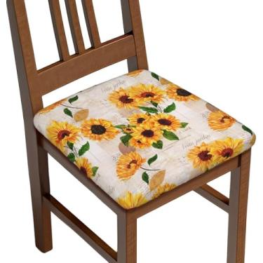 Imagem de Yakelo Capas de assento para sala de jantar, girassol, capas de assento de cadeira de cozinha, removíveis, laváveis e elásticas, 6 peças