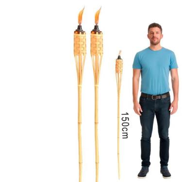 Imagem de kit 2 a 4 Tochas de Bambu são João festa junina acampamento decoração 