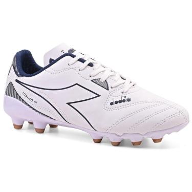 Imagem de Chuteira Unissex Diadora Torneo III Campo Branco e Marinho-Unissex