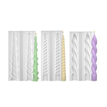 Imagem de KitBeads 3 peças de 3 estilos de velas espirais de silicone, moldes de resina de pilar ondulado para fazer velas faça-você-mesmo, sabonete, artesanato, decoração de casa