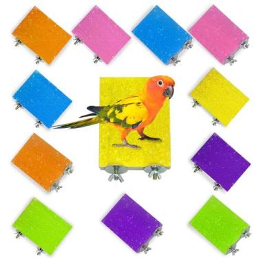 Imagem de Suporte de poleiro de madeira colorido Kathson, 12 peças, 13x9cm