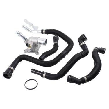 Imagem de DriveFix Conjunto de termostato de arrefecimento do motor com mangueira de jumper de retorno de fornecimento de aquecedor HAVC para Jeep Cherokee 2.4L 2014-2018
