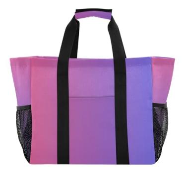 Imagem de ODAWA Sacola de praia leve gradiente azul rosa para compras de supermercado para verão e academia