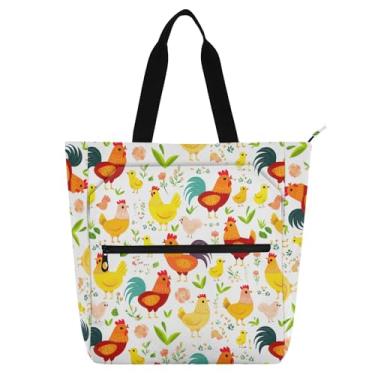 Imagem de Sacola de desenho animado de galinhas para crianças, meninos, meninas, impermeável, Oxford, música, livro, com compartimentos com zíper