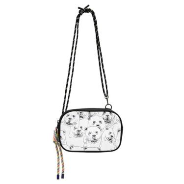 Imagem de ODAWA Mini bolsa lateral para meninas adolescentes com desenho animado fofo Pandas azul claro com alça de corda ajustável, bolsa transversal masculina, Ursos fofos brancos, One Size