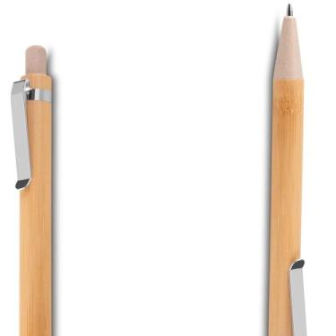 Imagem de Caneta Esferográfica Retrátil com Corpo de Bambu, Tinta Azul, Grip Antiderrapante, Kit com 10 Unidades, Estilo Executiva (Kit 2 Branco)