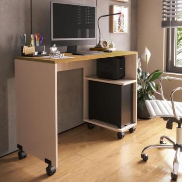Imagem de Escrivaninha Beauty Mesa Computador Notebook Nicho Para Gabinete E Rodízios (off/freijo)