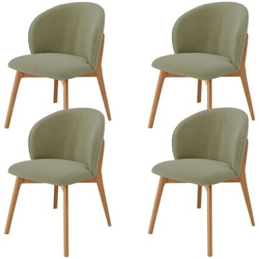 Imagem de Kit 04 Cadeiras de Jantar e Estar Living Estofada Mia L02 Bouclê Oliva - Lyam Decor