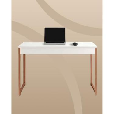 Imagem de Mesa Escrivaninha Industrial 90x45x76 cm para Home Office e Estudo com Estrutura em Aço(Branco e Rosé)