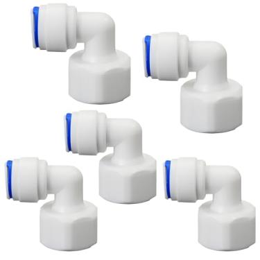 Imagem de Adaptador de conexão rápida de rosca fêmea de 1/5.1 cm para tubo de 3/20.3 cm, encaixe de tubo de plástico push-fit para sistemas de filtro de água de osmose reversa RO, dispensadores de bebidas